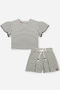 Conjunto Infantil Listrado com Blusa Boxy e Shorts em Malha Fio Tinto – Look Menina Verão Preto PRETO