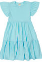 Vestido Infantil em Camadas Manga Curta Azul Vestido Infantil em Camadas Manga Curta Azul