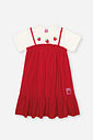Vestido Infantil em Meia Malha – Vestido Menina Verão Vermelho com Bordado de Morango NATURAL/VM MARTE