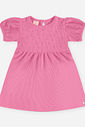 Vestido Bebê com Strass e Manga Bufante Rosa