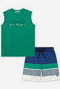 Conjunto Infantil Regata Vivid e Bermuda em Nylon Listrada