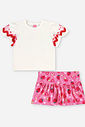 Conjunto Infantil Menina Blusa com Strass e Short de Morangos