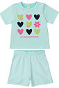 Conjunto Infantil Corações de Blusa e Shorts Menta Conjunto Infantil Corações de Blusa e Shorts Menta