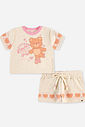 Conjunto Bebê Blusa de Ursinha e Short Clochard com Linho