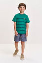 Conjunto Infantil Menino Camiseta Listrada e Bermuda Denim