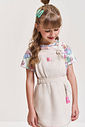 Conjunto Infantil com Blusa em New Stretch e Salopete em Moletom Linho – Look Menina Verão com Acess RS CONFETE/OFF WHITE