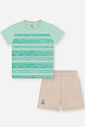 Conjunto Infantil Divertto Casual Arrumadinho com Camiseta em Meia Malha e Bermuda em Tecido Plano VD CIDRA/BG CROISSANT