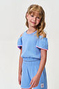 Conjunto Infantil Menina Cropped Recorte Ombros e Short Waffle