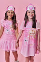 Conjunto Infantil de Aniversário com Saia Shorts em Tule Foil – Princesa Birthday Cinti ROSA IOGURTE