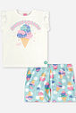 Conjunto Infantil Menina Blusa e Short Sorvetes em Malha Suede