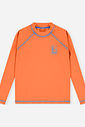 Camiseta Menino Manga Longa em Malha UV Laranja Neon
