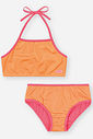 Biquíni Infantil em Malha UV Neon – Moda Praia Menina Verão com Proteção UV e Cores Vibrantes LARANJA NEON FORTE