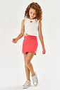 Conjunto Infantil Menina Blusa Cropped E Short-Saia Natural E Azul Cinti