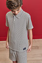 Conjunto Menino Camisa Polo e Bermuda Listrado Preto