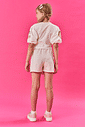 Conjunto Infantil Menina Blusa Cropped E Short-Saia Rosa E Natural Cinti