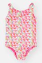 Maiô Infantil Menina Rosa Neon Estampa Love em Malha UV