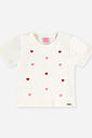 Blusa Infantil Menina Cotton com Corações Bordados