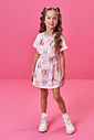 Conjunto Infantil Menina com Salopete e Blusa de Algodão Princesas Cheerleders NATURAL/RS IOGURTE