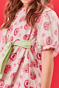 Vestido Infantil Menina Strawberry Com Pompom Off White E Vermelho Cinti