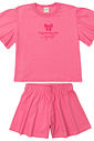 Conjunto Infantil Laço de Blusa Bufante e Shorts Pink Conjunto Infantil Laço de Blusa Bufante e Shorts Pink