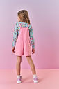 Conjunto Infantil Menina Blusa Dino E Jardineira Rosa Mundo Cinti