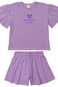 Conjunto Infantil Laço de Blusa Bufante e Shorts Roxo Conjunto Infantil Laço de Blusa Bufante e Shorts Roxo
