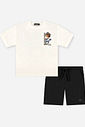 Conjunto Menino Camiseta Capivara Manobra de Skate e Bermuda Preto