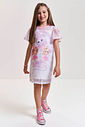 Vestido Infantil Casual com Sobreposição em Tule de Princesas Cheerleaders NATURAL/RS IOGURTE