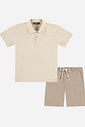 Conjunto Menino Camisa Polo e Bermuda Clássico Bege
