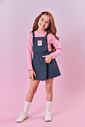 Conjunto Infantil Menina Blusa E Jardineira Rosa E Azul Mundo Cinti