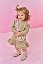 Vestido Bebê Menina Com Bolsa Ursinho Bege Mundo Cinti