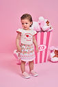 Conjunto Bebê Menina Body com Shorts Saia de Morangos – Look Infantil Berry Sweet Cinti Baby NATURAL/RS IOGURTE