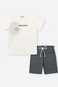 Conjunto Infantil Camiseta Raquete e Bermuda Riscada Natural