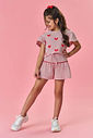 Conjunto Infantil Menina Tutti-Frutti Blusa E Short Listras Vermelho Mundo Cinti