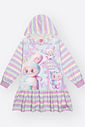 Vestido Infantil Manga Longa Listrado com Capuz – Vestido Menina Monstrinhos Mundo Cinti