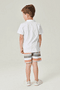 Conjunto Camisa Polo E Bermuda Listrada Branco E Mescla Abrange