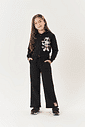 Conjunto Infantil Menina Jaqueta Panda E Wide Leg Preto Mundo Cinti