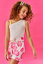 CONJ BLUSA E SHORTS OFF WHITE/ROSA NEON