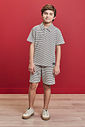 Conjunto Menino Camisa Polo e Bermuda Listrado Preto