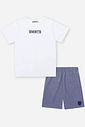 Conjunto Infantil com Camiseta e Bermuda em Nylon Stripe Denim