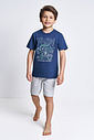 Pijama de Verão Infantil Menino Vídeo Game Divertto AZ MARINHO/MESCLA MEDIO