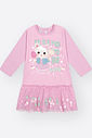 Vestido Infantil Menina Rosa com Pompons – Vestido Bebê Gatinha Mundo Cinti