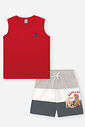 Conjunto Infantil Divertto Casual com Regata em Meia Malha e Bermuda em Nylon VM MARTE/CZ CHUMBO STONE