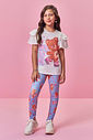 Conjunto Infantil Menina Blusa de Ursinha Awsome e Legging Estampada