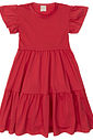 Vestido Infantil em Camadas Manga Curta Franboesa Vestido Infantil em Camadas Manga Curta Franboesa