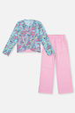 Conjunto Infantil Menina Blusa; Calça E Sobreposição Azul Mundo Cinti