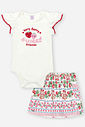 Conjunto Bebê Menina Body com Shorts Saia de Morangos – Look Infantil Berry Sweet Cinti Baby NATURAL/RS IOGURTE