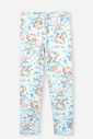 Conjunto Infantil com Blusa 100% Algodão e Legging em Suplex – Look Menina Verão com Ursinha e Stras NATURAL/AZ PORCELANA