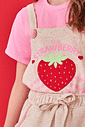 Conjunto Infantil Menina Blusa E Salopete Strawberry Rosa E Off White Cinti