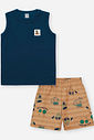Conjunto Bebê Menino Regata e Bermuda Fazendinha Bege